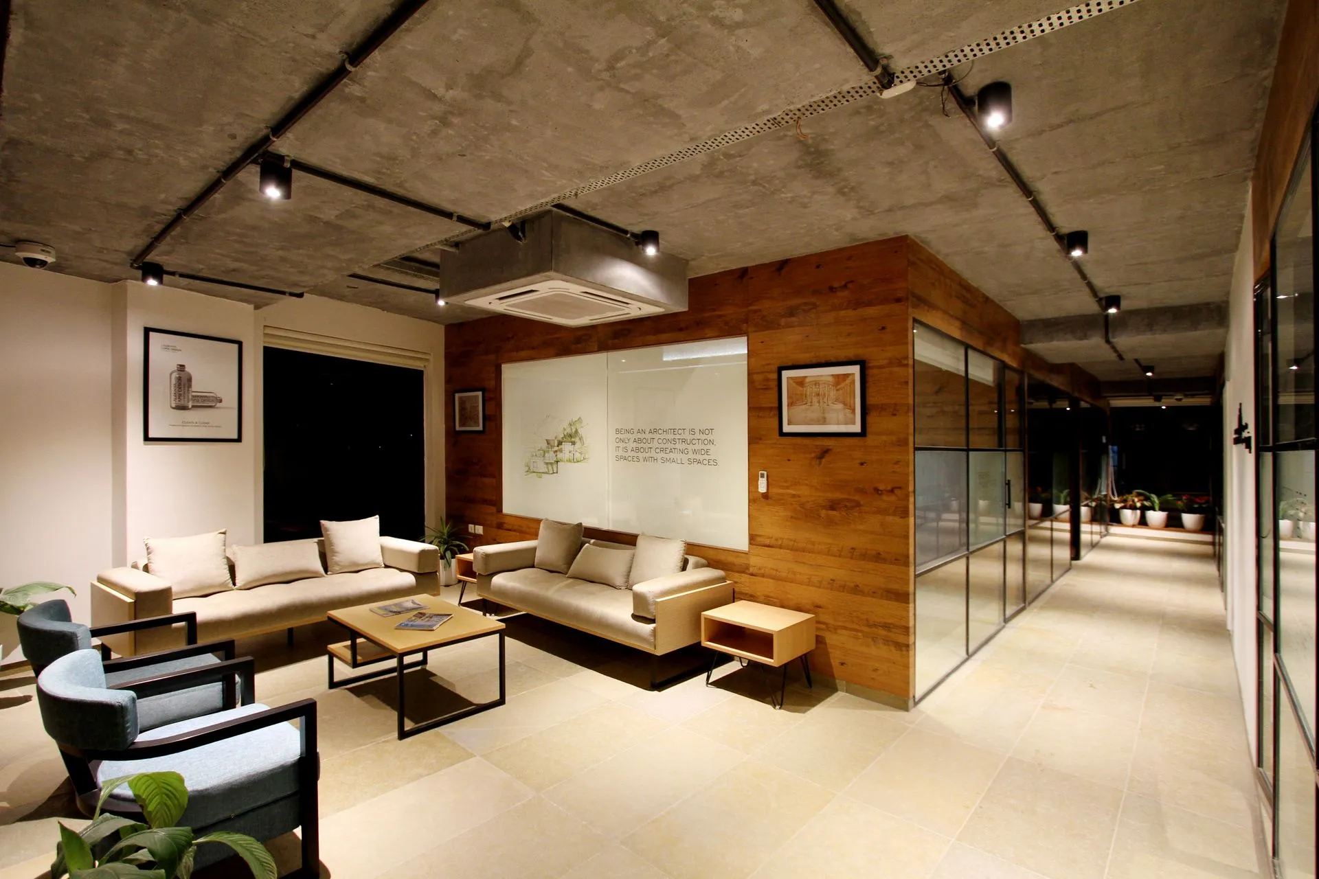 Professional cleaning team in premium corporate environment