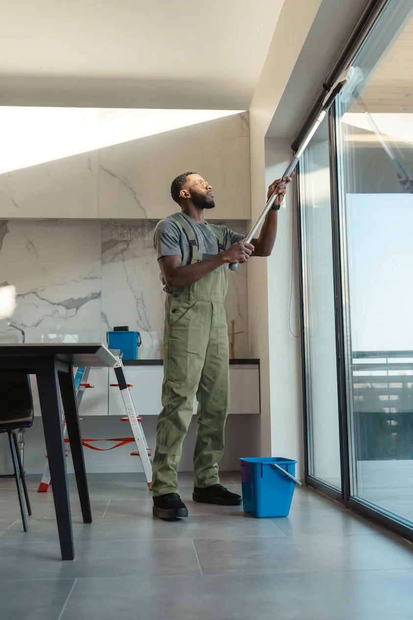 Professional cleaning team at work