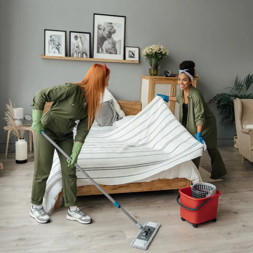 Professional team performing deep cleaning
